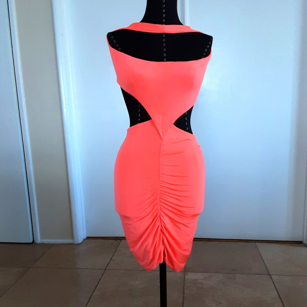 Florescent Orange Cut Out Dress